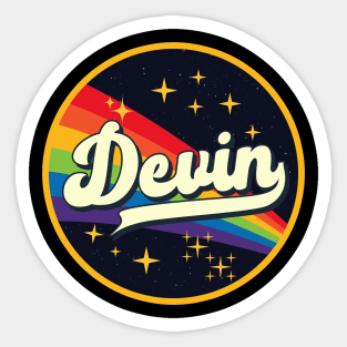 Devin // Rainbow In Space Vintage Style Sticker